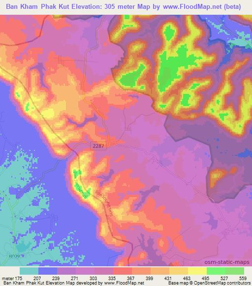 Ban Kham Phak Kut,Thailand Elevation Map