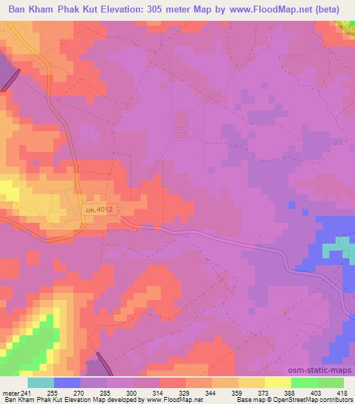 Ban Kham Phak Kut,Thailand Elevation Map