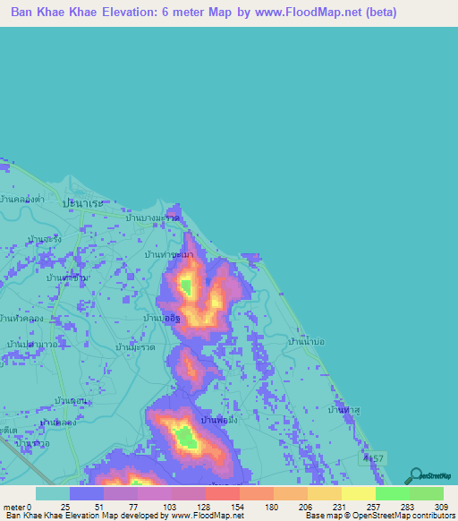 Ban Khae Khae,Thailand Elevation Map