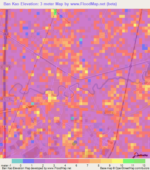 Ban Kao,Thailand Elevation Map