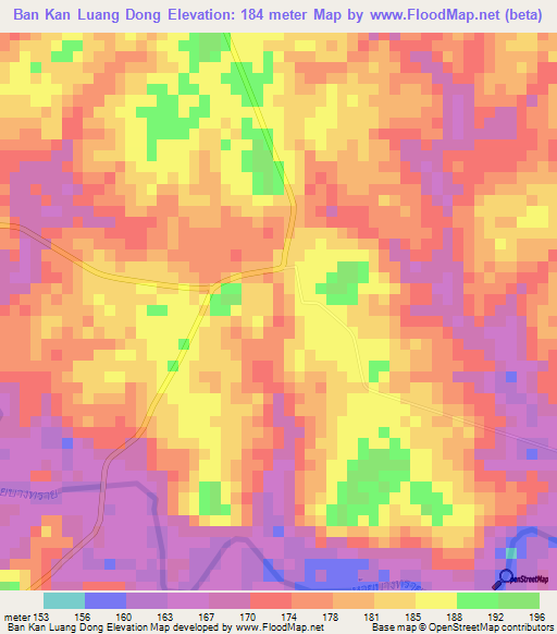 Ban Kan Luang Dong,Thailand Elevation Map