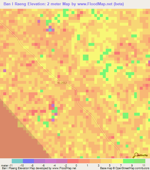 Ban I Raeng,Thailand Elevation Map