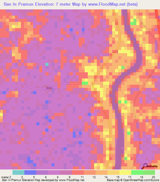 Ban In Pramun,Thailand Elevation Map