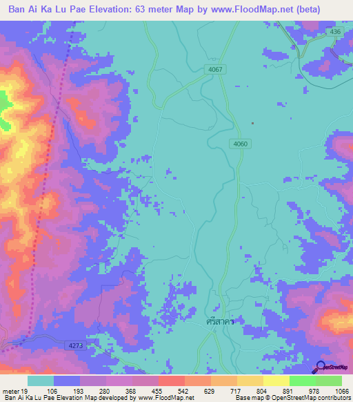Ban Ai Ka Lu Pae,Thailand Elevation Map