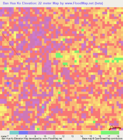Ban Hua Ko,Thailand Elevation Map