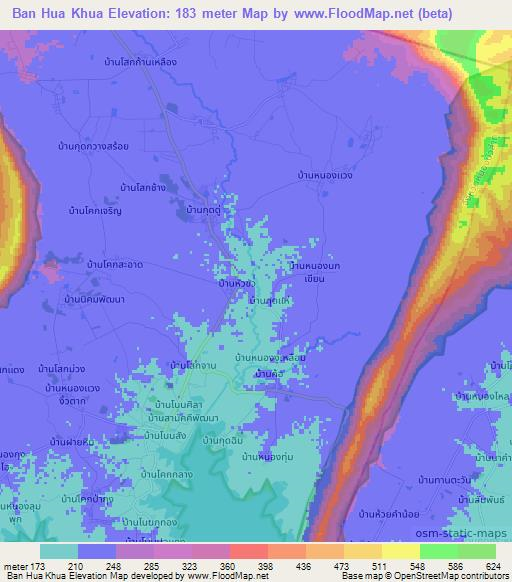 Ban Hua Khua,Thailand Elevation Map