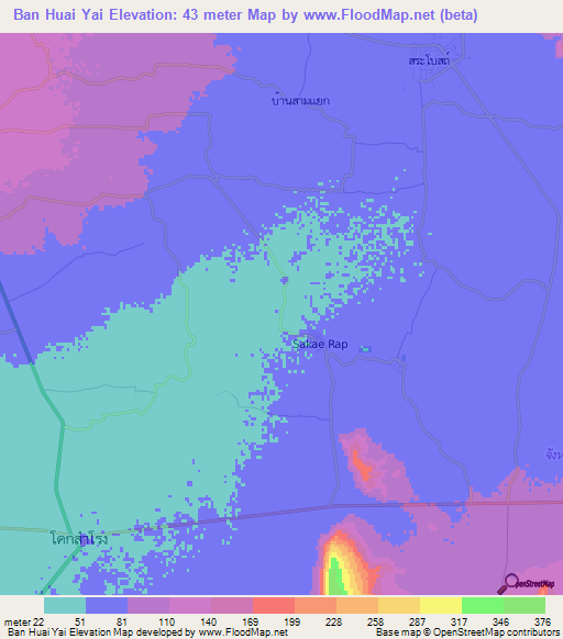 Ban Huai Yai,Thailand Elevation Map