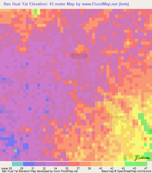 Ban Huai Yai,Thailand Elevation Map
