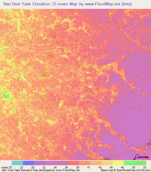 Ban Huai Yaek,Thailand Elevation Map