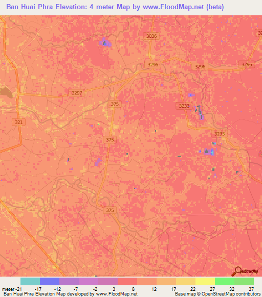 Ban Huai Phra,Thailand Elevation Map