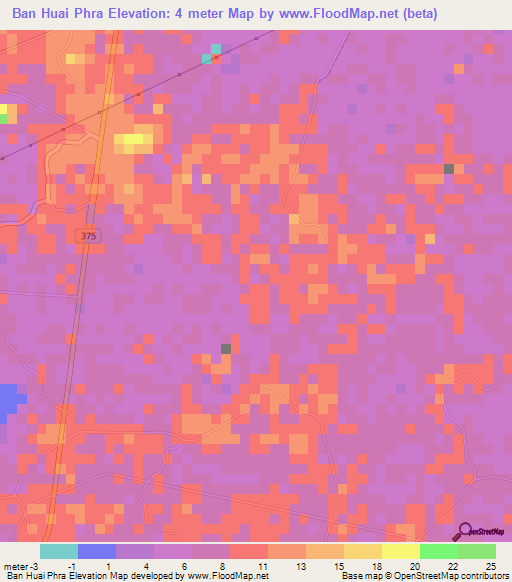 Ban Huai Phra,Thailand Elevation Map