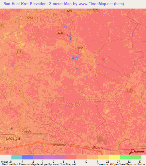 Ban Huai Krot,Thailand Elevation Map