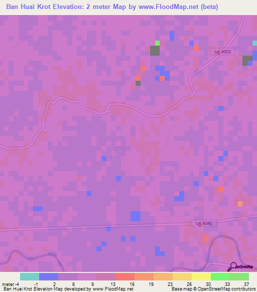 Ban Huai Krot,Thailand Elevation Map