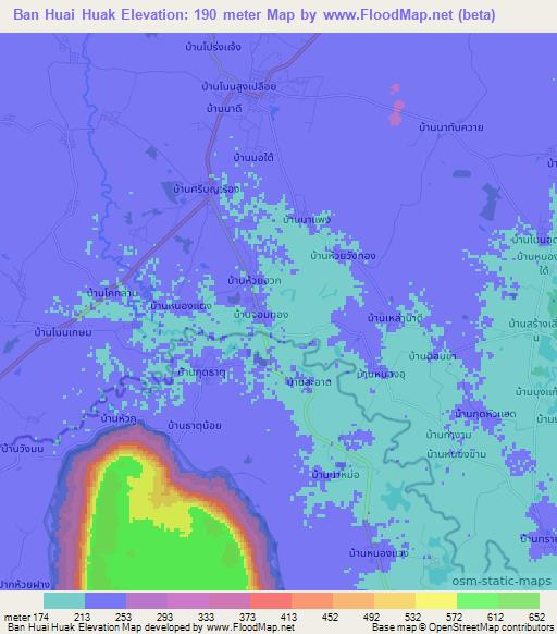 Ban Huai Huak,Thailand Elevation Map