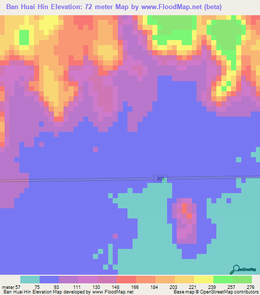 Ban Huai Hin,Thailand Elevation Map