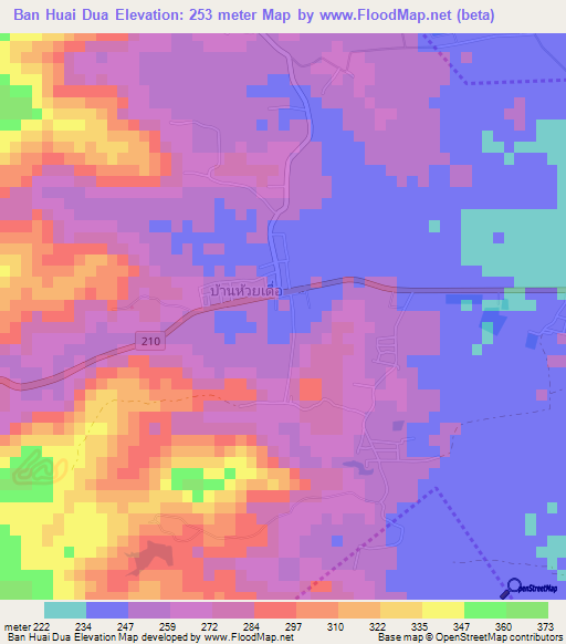 Ban Huai Dua,Thailand Elevation Map