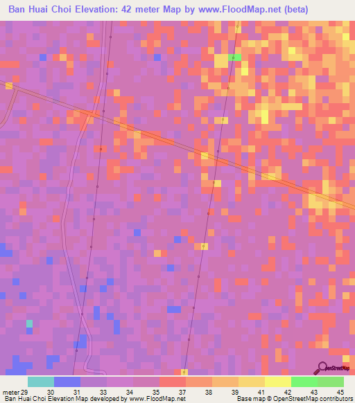 Ban Huai Choi,Thailand Elevation Map