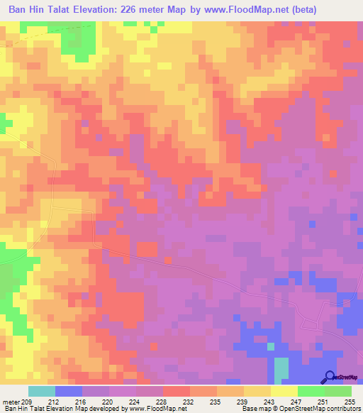 Ban Hin Talat,Thailand Elevation Map