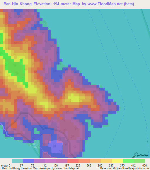 Ban Hin Khong,Thailand Elevation Map