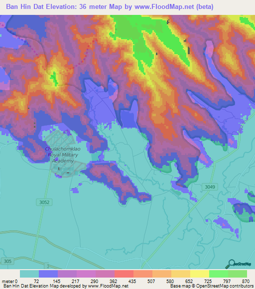 Ban Hin Dat,Thailand Elevation Map