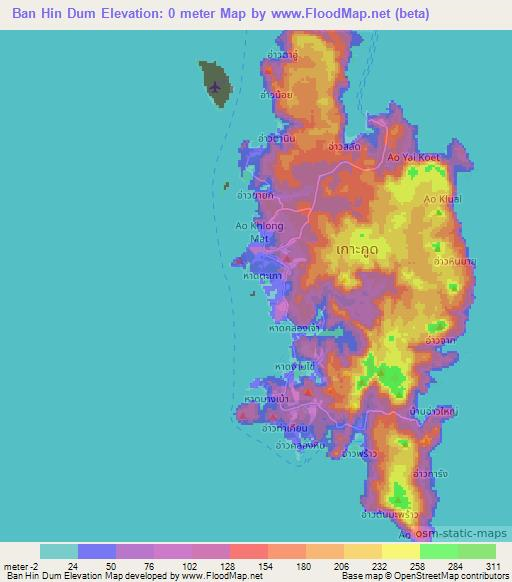 Ban Hin Dum,Thailand Elevation Map