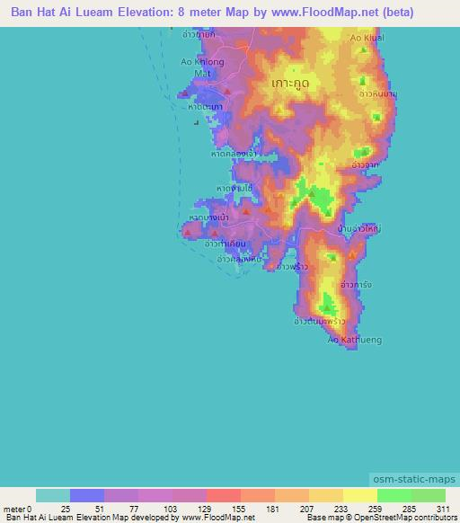 Ban Hat Ai Lueam,Thailand Elevation Map