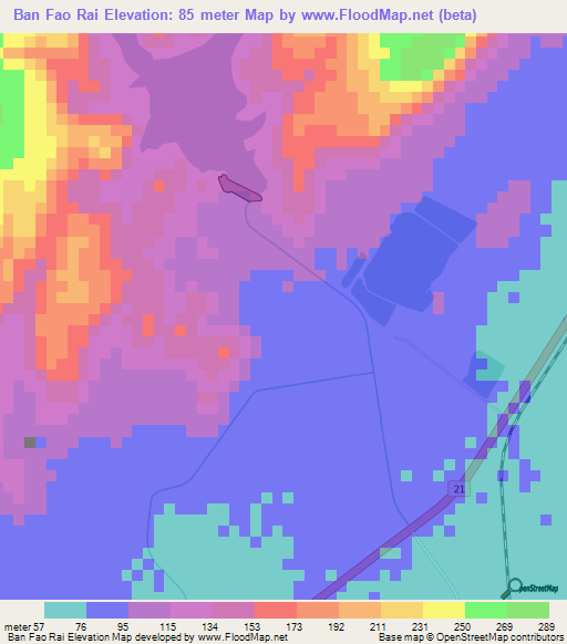 Ban Fao Rai,Thailand Elevation Map