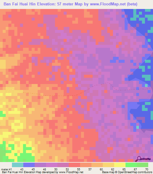 Ban Fai Huai Hin,Thailand Elevation Map