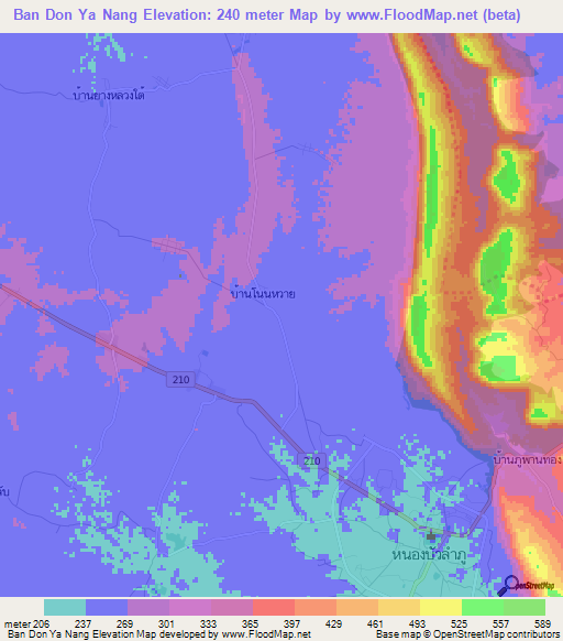 Ban Don Ya Nang,Thailand Elevation Map