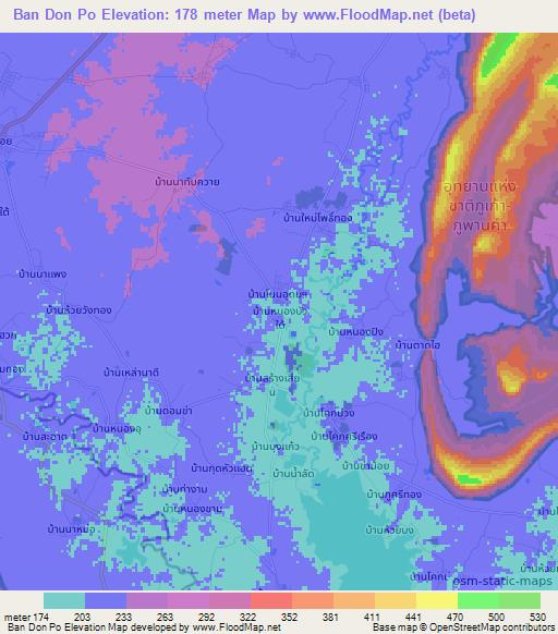 Ban Don Po,Thailand Elevation Map
