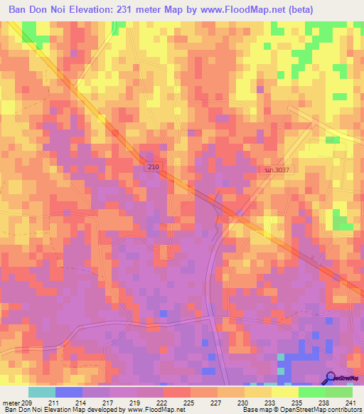 Ban Don Noi,Thailand Elevation Map