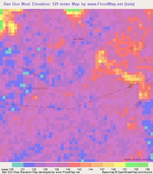 Ban Don Moei,Thailand Elevation Map