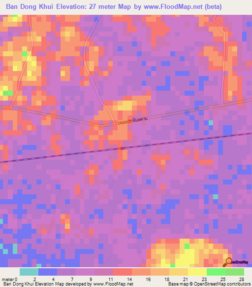 Ban Dong Khui,Thailand Elevation Map
