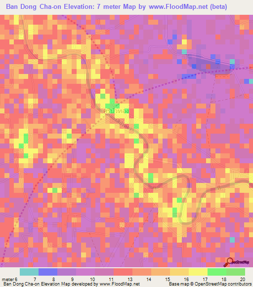 Ban Dong Cha-on,Thailand Elevation Map