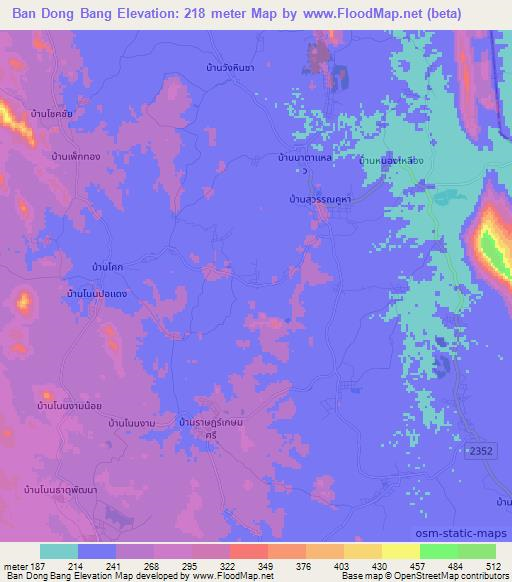 Ban Dong Bang,Thailand Elevation Map