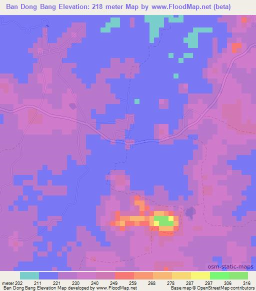 Ban Dong Bang,Thailand Elevation Map