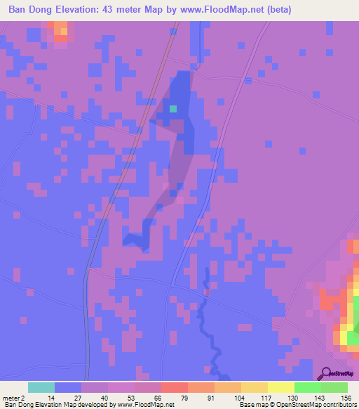 Ban Dong,Thailand Elevation Map