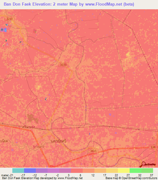 Ban Don Faek,Thailand Elevation Map