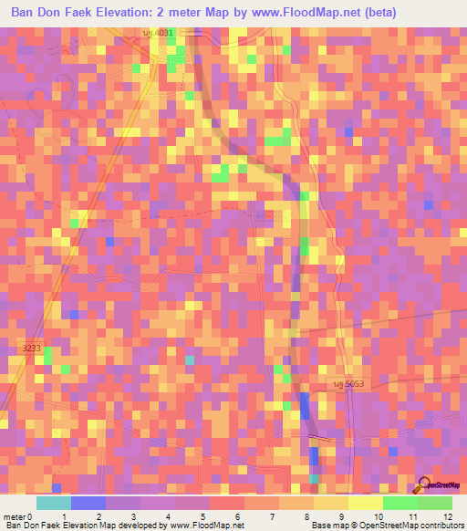 Ban Don Faek,Thailand Elevation Map