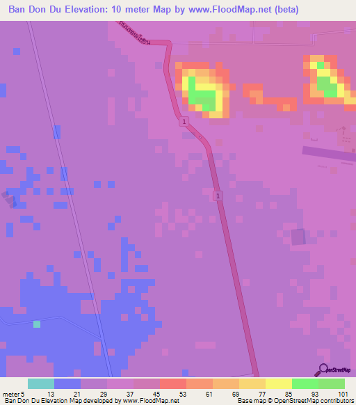Ban Don Du,Thailand Elevation Map