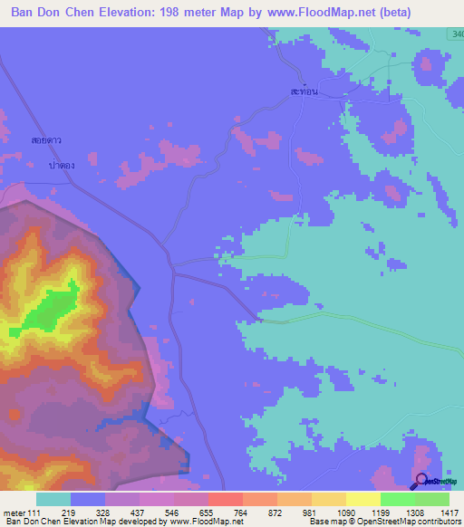 Ban Don Chen,Thailand Elevation Map