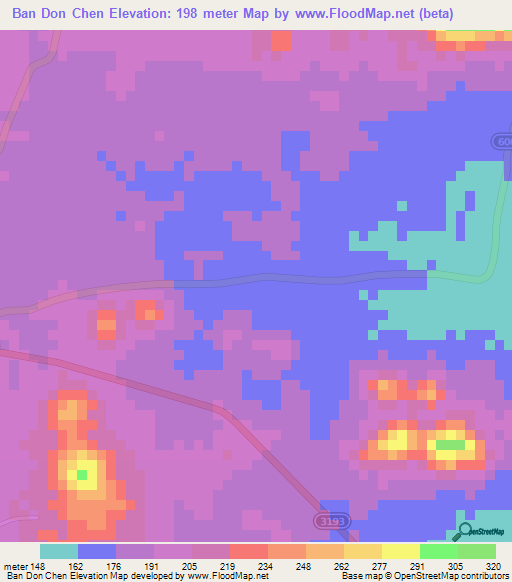 Ban Don Chen,Thailand Elevation Map