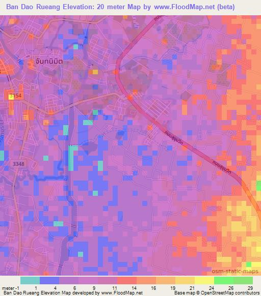 Ban Dao Rueang,Thailand Elevation Map