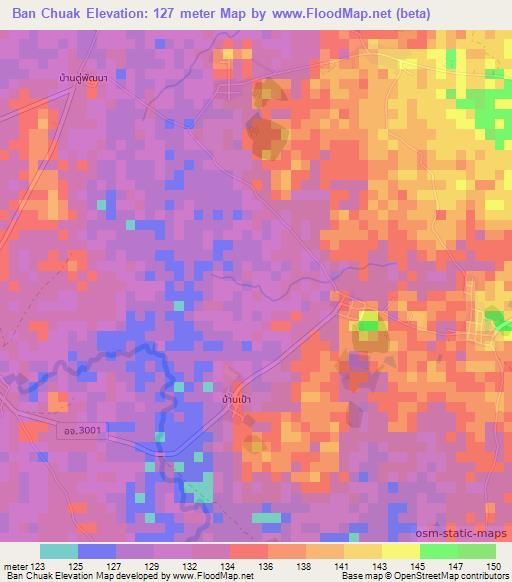 Ban Chuak,Thailand Elevation Map
