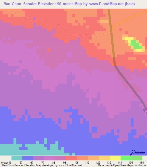 Ban Chon Saradet,Thailand Elevation Map