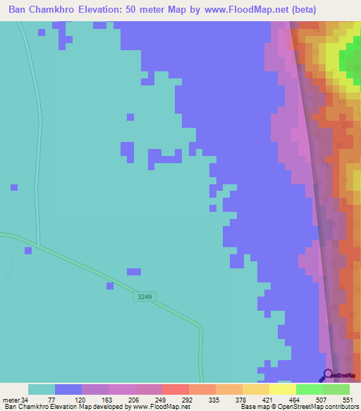 Ban Chamkhro,Thailand Elevation Map