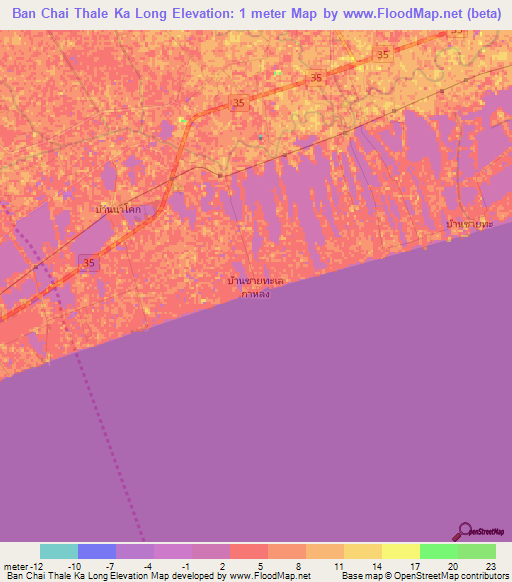 Ban Chai Thale Ka Long,Thailand Elevation Map