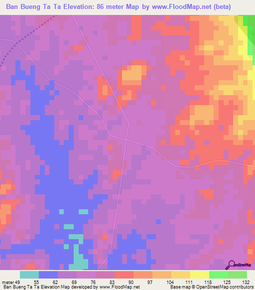 Ban Bueng Ta Ta,Thailand Elevation Map