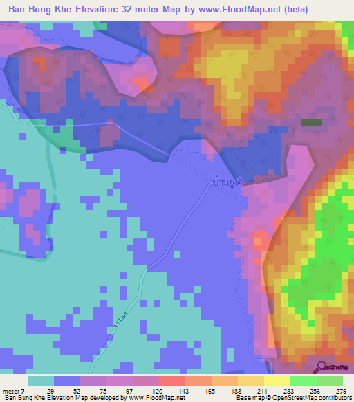 Ban Bung Khe,Thailand Elevation Map