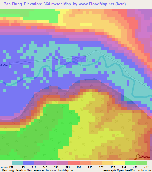Ban Bung,Thailand Elevation Map